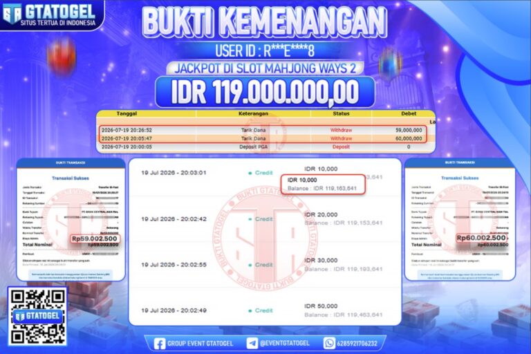 BUKTI WITHDRAW GTATOGEL KEMENANGAN JACKPOT DI SLOT MAHJONG WAYS 2