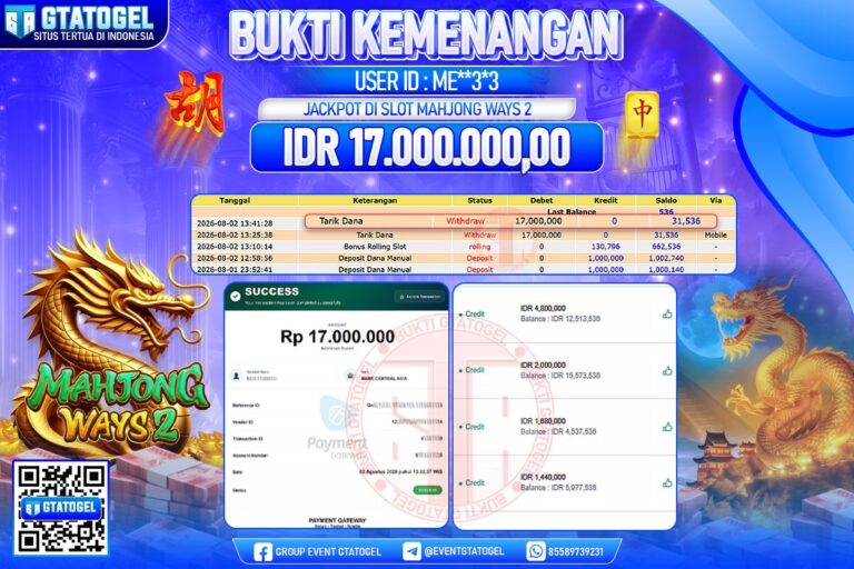 BUKTI WITHDRAW GTATOGEL KEMENANGAN JACKPOT DI SLOT MAHJONG WAYS 2