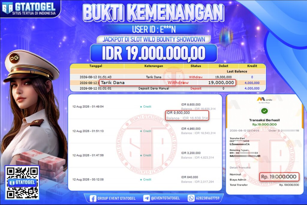 BUKTI WITHDRAW GTATOGEL KEMENANGAN JACKPOT DI SLOT WILD BOUNTY SHOWDOWN